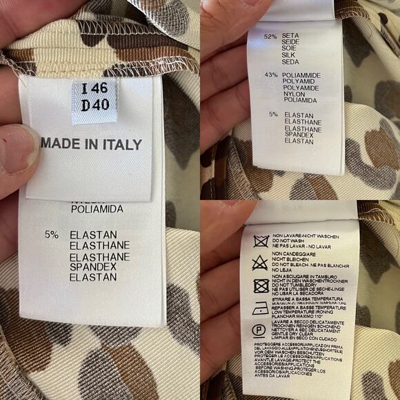 BLUEMARINE Animal Print Dress Sheath Brown Short Sleeve Italy Designer IT46 US10 - Picture 8 of 10